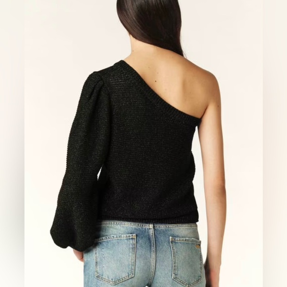 Ba&sh asymmetrical one shoulder glitter silver sweater. Size XS - Picture 3 of 8